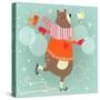 Winter Cartoon Bear-Elena Barenbaum-Stretched Canvas