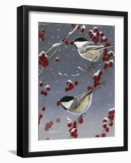 Winter Chickadees II-Fred Szatkowski-Framed Art Print