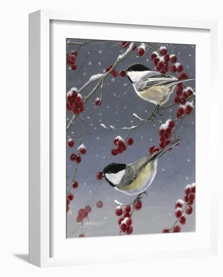 Winter Chickadees II-Fred Szatkowski-Framed Art Print