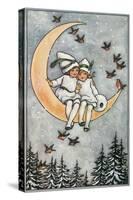 Winter, Children on Moon-null-Stretched Canvas