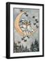 Winter, Children on Moon-null-Framed Art Print