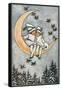 Winter, Children on Moon-null-Framed Stretched Canvas