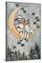 Winter, Children on Moon-null-Stretched Canvas