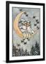 Winter, Children on Moon-null-Framed Art Print