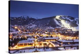 Winter Cityscape of Park City Mountain Resort and Deer Valley Resort, Utah-Adam Barker-Stretched Canvas