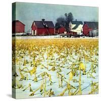 "Winter Cornfield,"January 1, 1946-Thomas Benner-Stretched Canvas