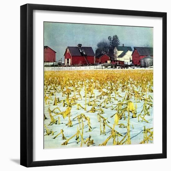 "Winter Cornfield,"January 1, 1946-Thomas Benner-Framed Giclee Print