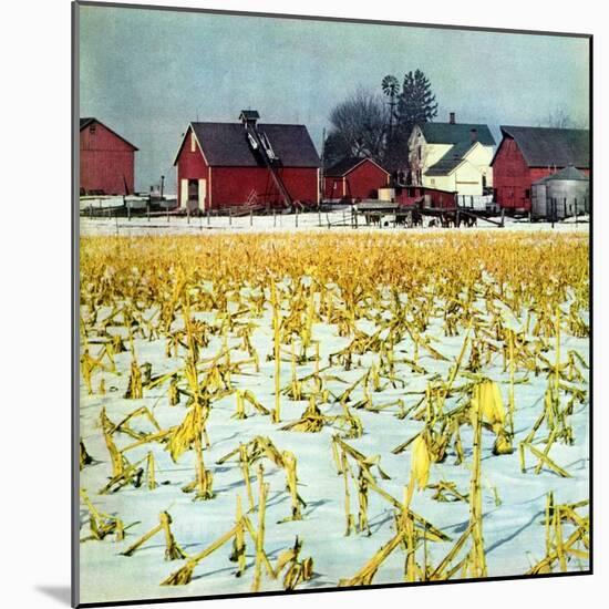 "Winter Cornfield,"January 1, 1946-Thomas Benner-Mounted Giclee Print