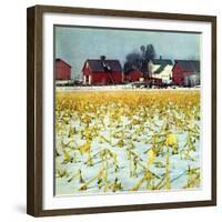 "Winter Cornfield,"January 1, 1946-Thomas Benner-Framed Giclee Print