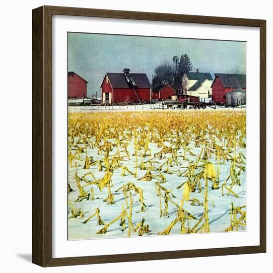 "Winter Cornfield,"January 1, 1946-Thomas Benner-Framed Giclee Print