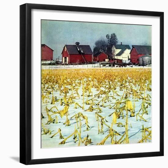 "Winter Cornfield,"January 1, 1946-Thomas Benner-Framed Giclee Print