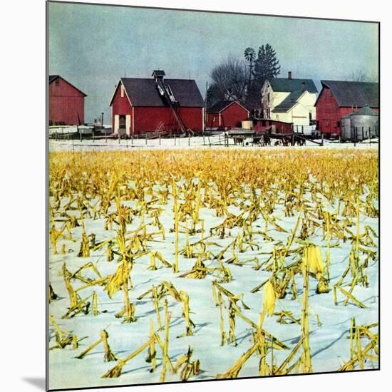 "Winter Cornfield,"January 1, 1946-Thomas Benner-Mounted Giclee Print