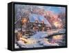 Winter Cottage-Dominic Davison-Framed Stretched Canvas