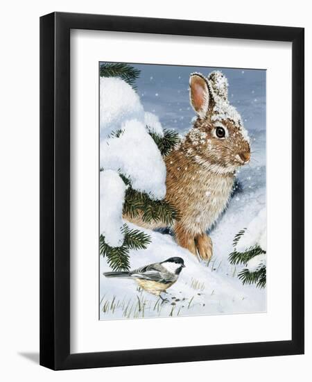 Winter Cottontail and Friend-William Vanderdasson-Framed Premium Giclee Print