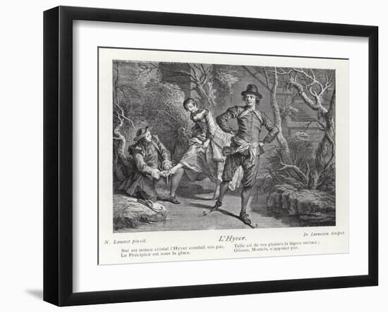 Winter, Depicting a Group of People Ice Skating-Nicolas Lancret-Framed Giclee Print