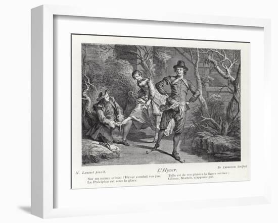 Winter, Depicting a Group of People Ice Skating-Nicolas Lancret-Framed Giclee Print