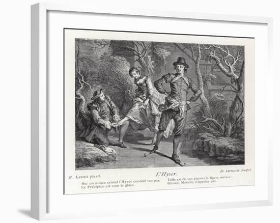 Winter, Depicting a Group of People Ice Skating-Nicolas Lancret-Framed Giclee Print