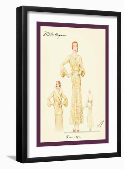 Winter Dress and Overcoat in Yellow-null-Framed Art Print