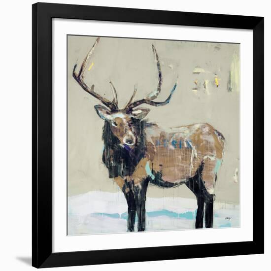 Winter Elk Neutral-Kellie Day-Framed Art Print