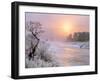 Winter Fog at Sunrise over Gallatin River Near Manhattan, Montana-John Lambing-Framed Photographic Print