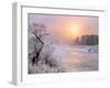 Winter Fog at Sunrise over Gallatin River Near Manhattan, Montana-John Lambing-Framed Photographic Print