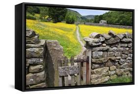 Winter Food for Stock Sign on Gate in Meadow at Muker-Mark Sunderland-Framed Stretched Canvas