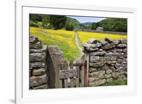 Winter Food for Stock Sign on Gate in Meadow at Muker-Mark Sunderland-Framed Photographic Print