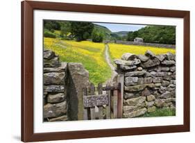 Winter Food for Stock Sign on Gate in Meadow at Muker-Mark Sunderland-Framed Photographic Print