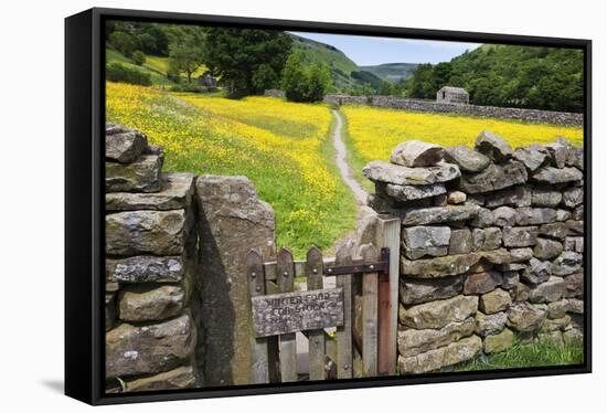 Winter Food for Stock Sign on Gate in Meadow at Muker-Mark Sunderland-Framed Stretched Canvas