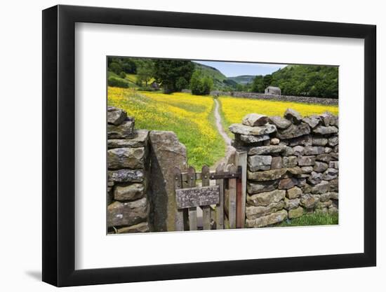 Winter Food for Stock Sign on Gate in Meadow at Muker-Mark Sunderland-Framed Photographic Print