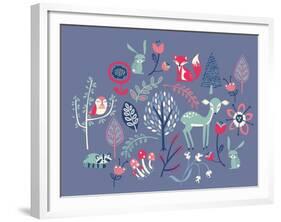 Winter Forest Friends-null-Framed Giclee Print