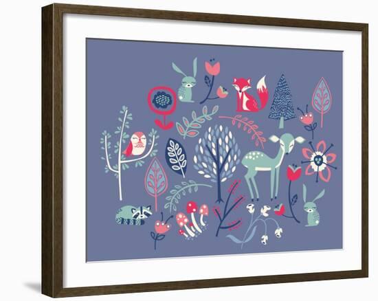 Winter Forest Friends-null-Framed Giclee Print