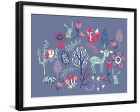 Winter Forest Friends-null-Framed Giclee Print