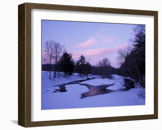 Winter from Bridge on Lee-Hook Road, Wild and Scenic River, New Hampshire, USA-Jerry & Marcy Monkman-Framed Photographic Print