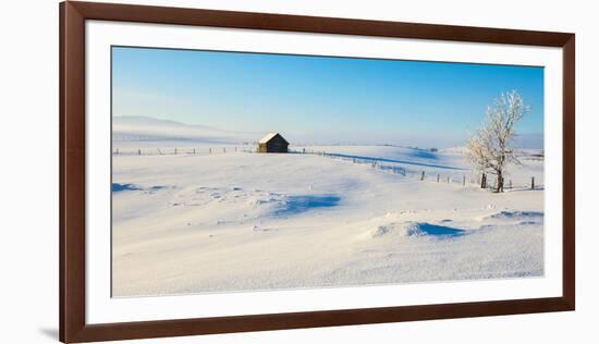 Winter frost covers a ranch in the interior of British Columbia-Richard Wright-Framed Photographic Print