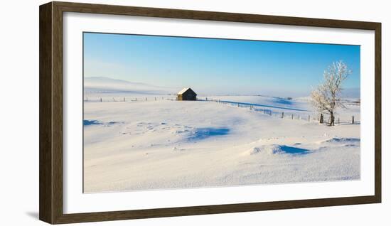 Winter frost covers a ranch in the interior of British Columbia-Richard Wright-Framed Photographic Print