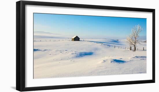 Winter frost covers a ranch in the interior of British Columbia-Richard Wright-Framed Photographic Print