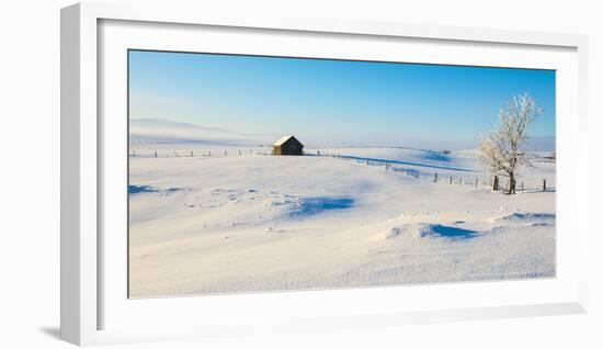 Winter frost covers a ranch in the interior of British Columbia-Richard Wright-Framed Photographic Print