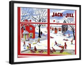 Winter Fun - Jack and Jill, January 1949-Janet Smalley-Framed Giclee Print