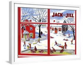 Winter Fun - Jack and Jill, January 1949-Janet Smalley-Framed Giclee Print