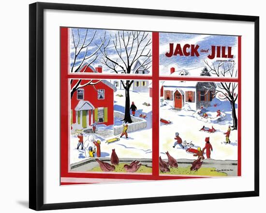 Winter Fun - Jack and Jill, January 1949-Janet Smalley-Framed Giclee Print