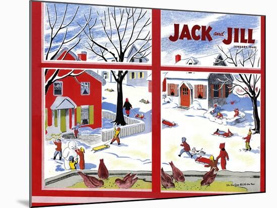 Winter Fun - Jack and Jill, January 1949-Janet Smalley-Mounted Giclee Print