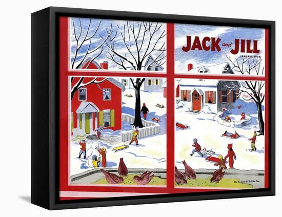 Winter Fun - Jack and Jill, January 1949-Janet Smalley-Framed Stretched Canvas