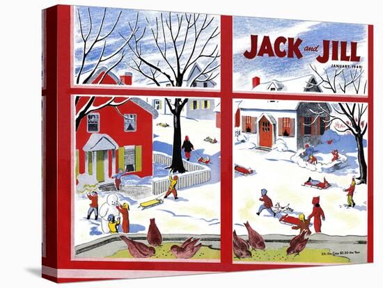 Winter Fun - Jack and Jill, January 1949-Janet Smalley-Stretched Canvas