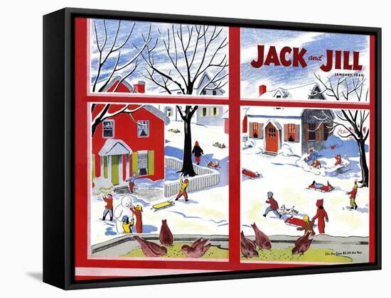 Winter Fun - Jack and Jill, January 1949-Janet Smalley-Framed Stretched Canvas