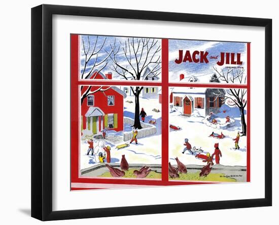 Winter Fun - Jack and Jill, January 1949-Janet Smalley-Framed Giclee Print