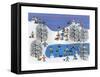 Winter Fun on Pine Hills-Gordon Barker-Framed Stretched Canvas