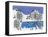 Winter Fun on Pine Hills-Gordon Barker-Framed Stretched Canvas