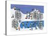 Winter Fun on Pine Hills-Gordon Barker-Stretched Canvas