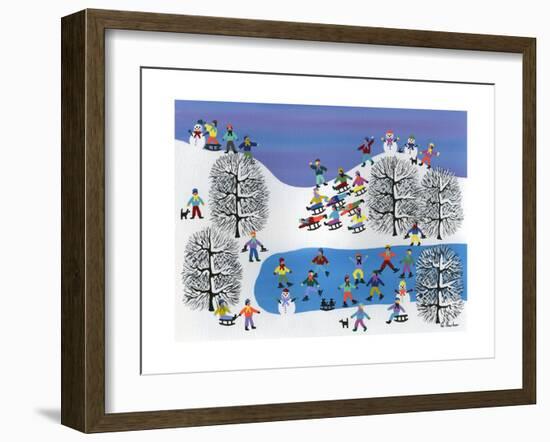 Winter Fun on Pine Hills-Gordon Barker-Framed Giclee Print